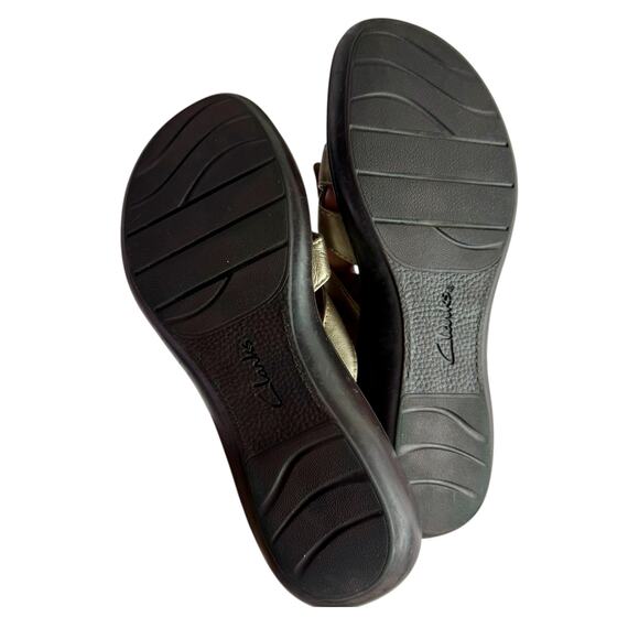 Clarks Bendables Women's 9M Silver Leather Lena Adore Slide On Sandals Flower - Picture 5 of 10